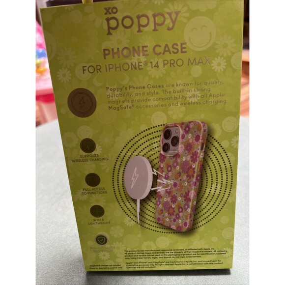 XO Poppy Phone Case  iPhone 14 Pro Max Multicolor Smiley Face Daisies Flower New - Picture 3 of 5